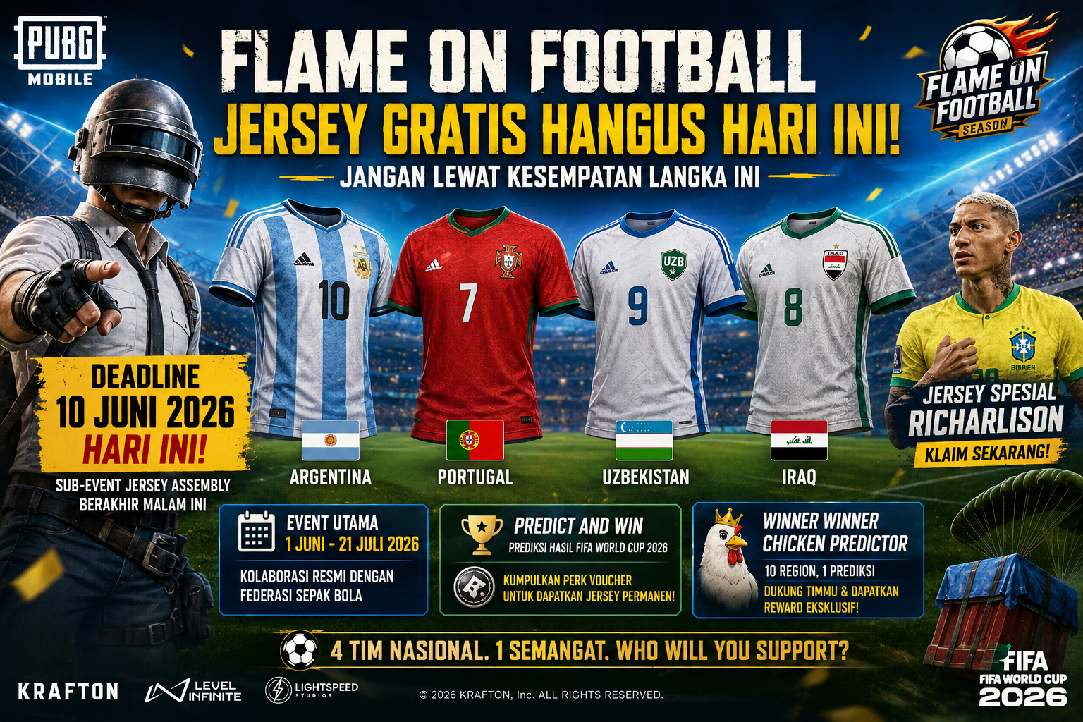 PUBG Mobile Flame on Football: Jersey Gratis Hangus Hari Ini, Jangan Lewat 1 PUBG Mobile Flame on Football: Jersey Gratis Hangus Hari Ini, Jangan Lewat